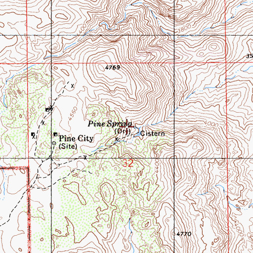 Topographic Map of Pine Spring, CA