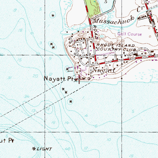 Topographic Map of Nayatt Point Lighthouse, RI