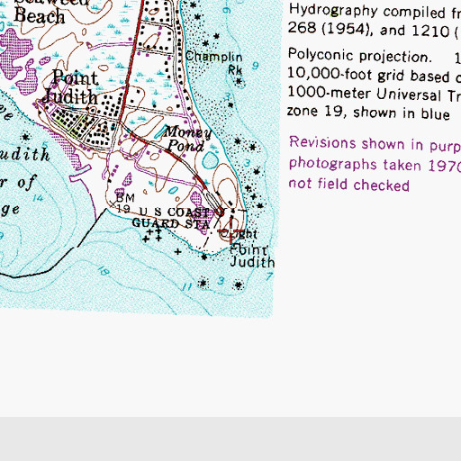 Topographic Map of Point Judith Lighthouse, RI