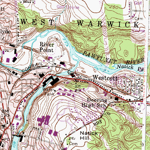 Topographic Map of Valley Queen Mill (historical), RI