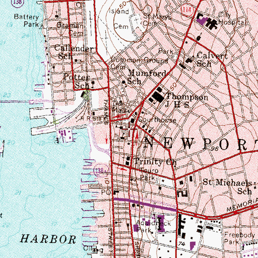 Topographic Map of Newport Artillery Company Armory (historical), RI