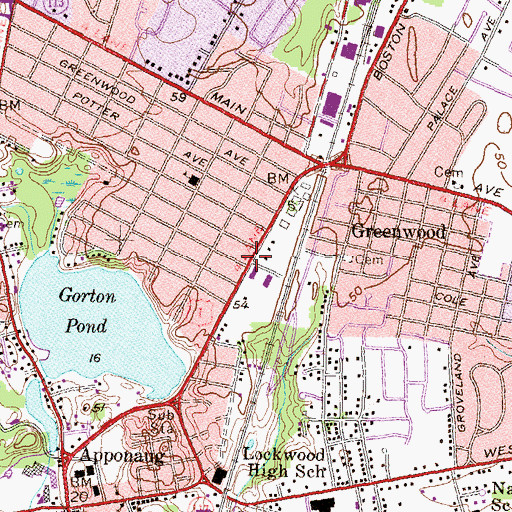 Topographic Map of A Childs World Day Care Center, RI