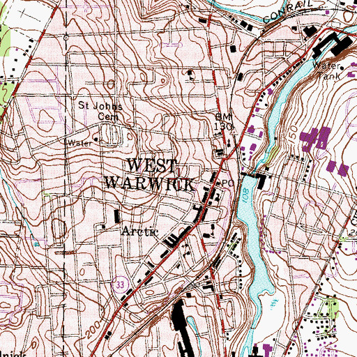 Topographic Map of Arctic Center Child Development Center, RI