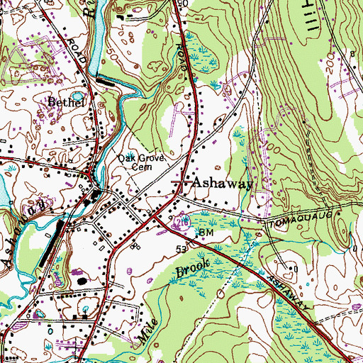 Topographic Map of Ashaway Volunteer Fire Department, RI