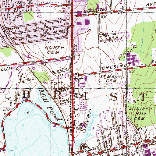 Topographic Map of Benjamin Church Home for the Aged, RI