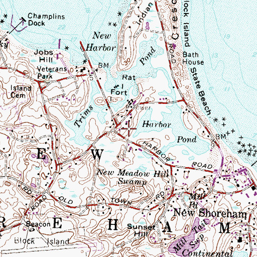 Topographic Map of Block Island Fire and Rescue Station, RI