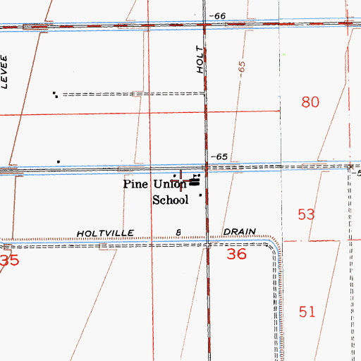 Topographic Map of Pine Elementary School, CA