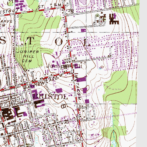Topographic Map of Bristol Police Department, RI