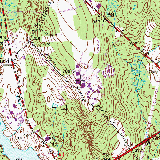 Topographic Map of Bryant College Library, RI