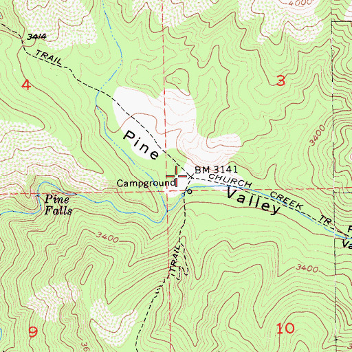 Topographic Map of Pine Valley, CA