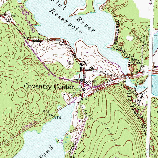 Topographic Map of Central Coventry Fire District Station 7, RI
