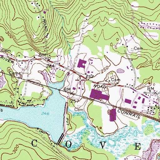 Topographic Map of Coventry Town Hall, RI