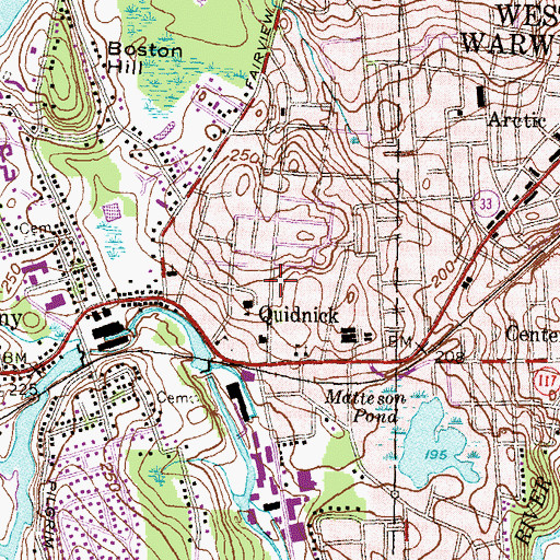 Topographic Map of Crompton Family Health Services Building, RI