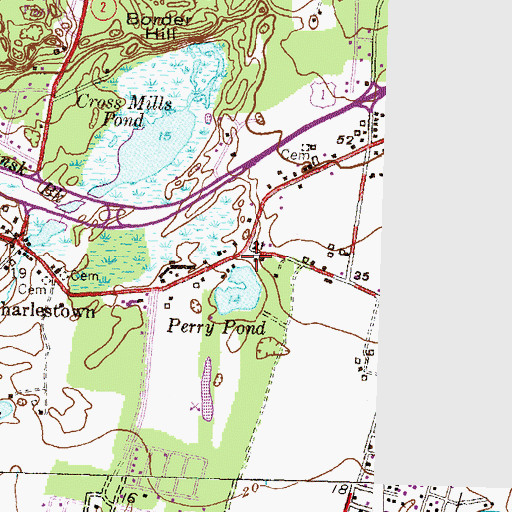 Topographic Map of Cross Mills Fire Station, RI