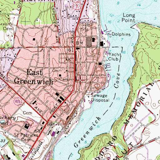 Topographic Map of East Greenwich Fire Department Station 1, RI