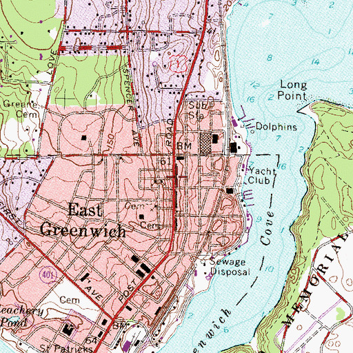 Topographic Map of East Greenwich Town Hall, RI