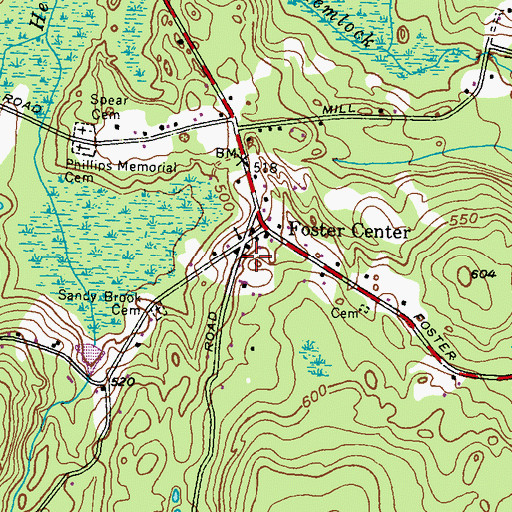 Topographic Map of Foster Police Department, RI