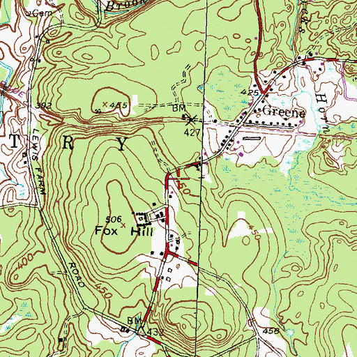 Topographic Map of Greene Public Library, RI