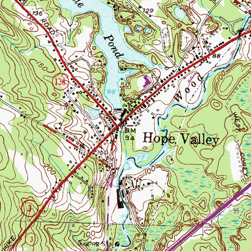 Topographic Map of Hope Valley - Wyoming Fire District Station 1, RI