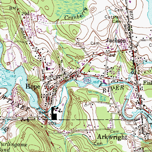 Topographic Map of Hope Jackson Fire Company, RI
