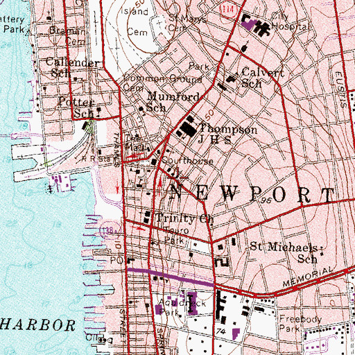 Topographic Map of Jewish Community Center, RI