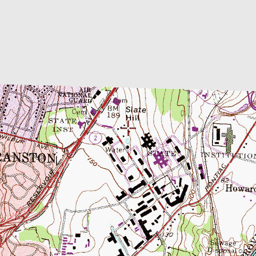 Topographic Map of Kids World Child Care Center, RI