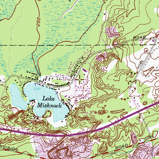 Topographic Map of Lake Mishnock Volunteer Fire Department, RI