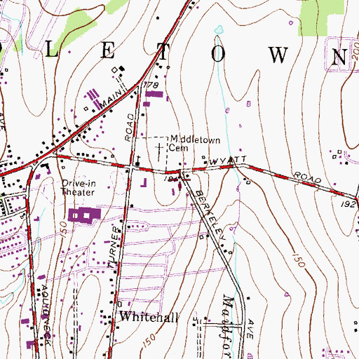 Topographic Map of Middletown Fire Department, RI