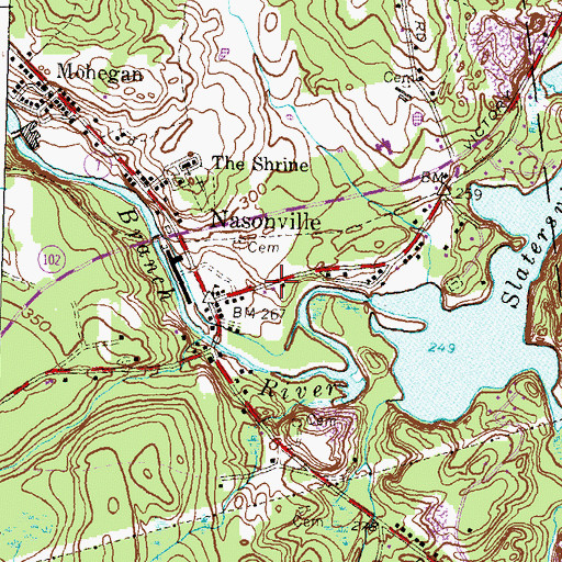 Topographic Map of Nasonville Fire Department, RI