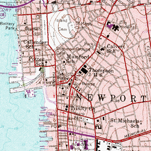Topographic Map of New Vision For Newport County, RI