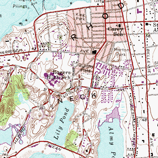 Topographic Map of Newport Fire Department Station Number 2, RI