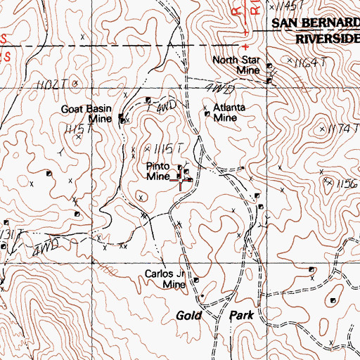 Topographic Map of Pinto Mine, CA