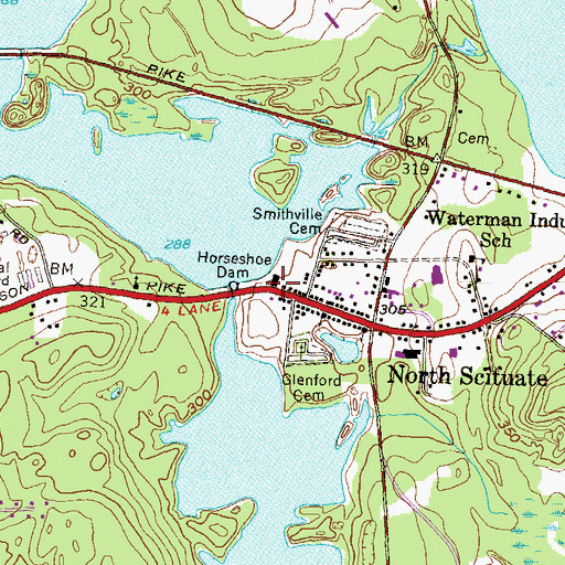 Topographic Map of North Scituate Fire Department Station 1, RI
