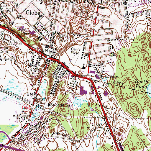Topographic Map of North Smithfield Police Department, RI