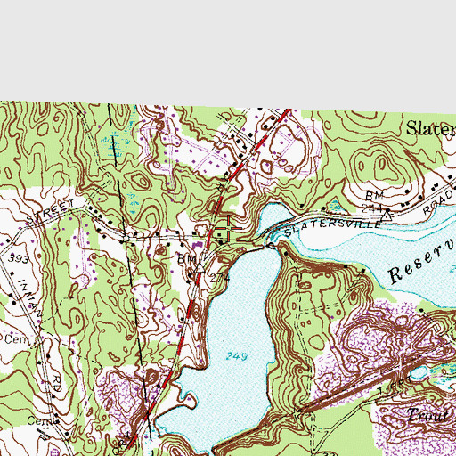Topographic Map of North Smithfield Public Library, RI