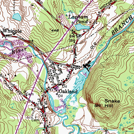 Topographic Map of Oakland Mapleville Fire Department, RI