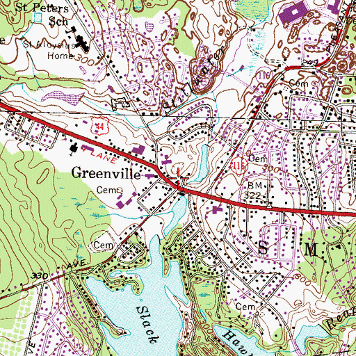 Topographic Map of Smithfield Fire Department Station 1 Headquarters, RI