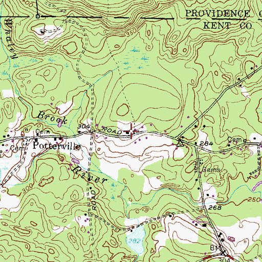 Topographic Map of Waterman Tavern, RI