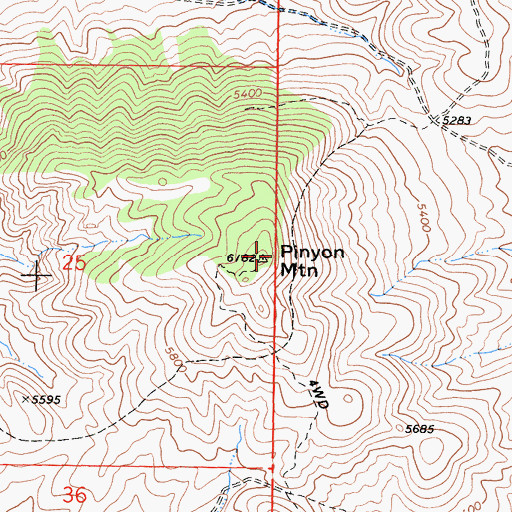 Topographic Map of Pinyon Mountain, CA