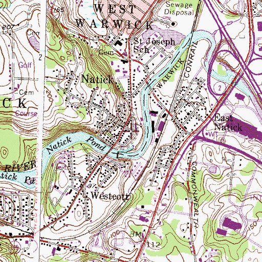 Topographic Map of West Warwick Fire Department Station 3, RI