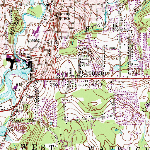 Topographic Map of West Warwick Fire Department Station 4, RI