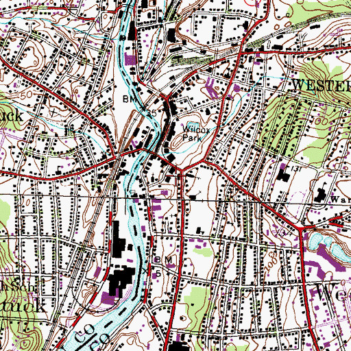 Topographic Map of Westerly Fire Department Station 1 Headquarters, RI