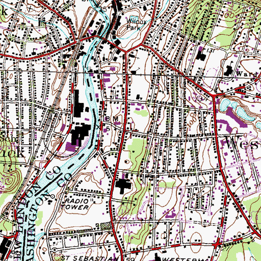 Topographic Map of Westerly Preschool Childhood Center, RI