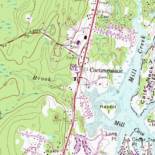 Topographic Map of Rhode Island State Police Wickford Barracks, RI