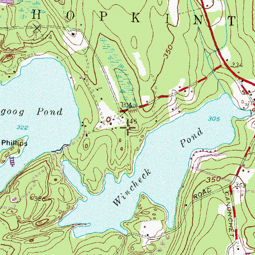 Topographic Map of Hope Valley Wyoming Fire District Station 3, RI