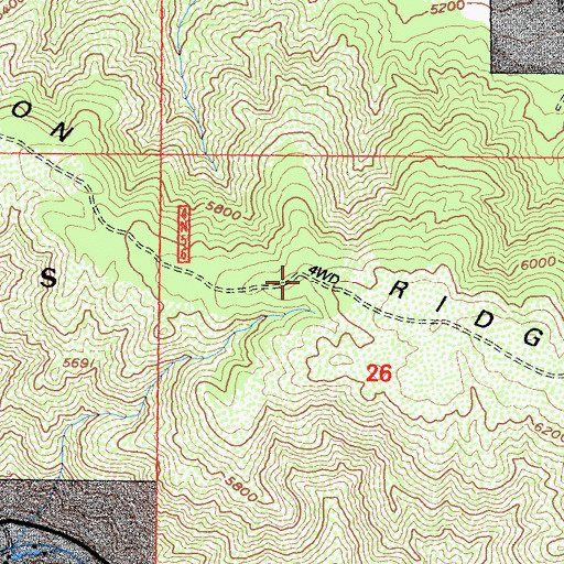 Topographic Map of Pinyon Ridge, CA