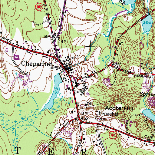 Topographic Map of Chepachet Post Office, RI