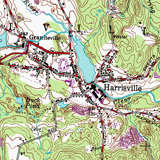 Topographic Map of Harrisville Post Office, RI