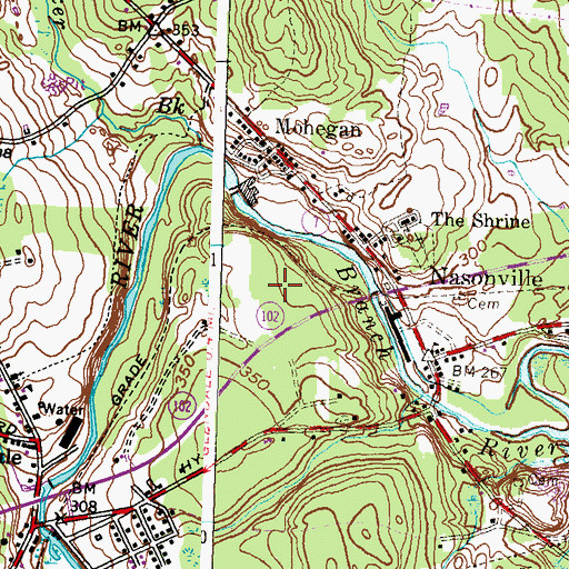 Topographic Map of Burrillville Middle School, RI