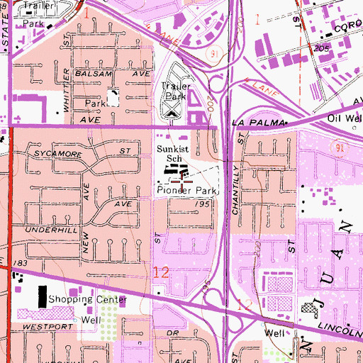 Topographic Map of Pioneer Park, CA
